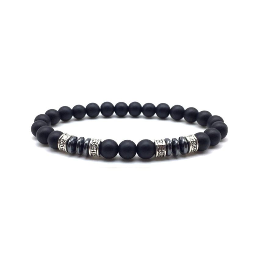 S.Steel Black Natural Stone Beads Men-c 15g