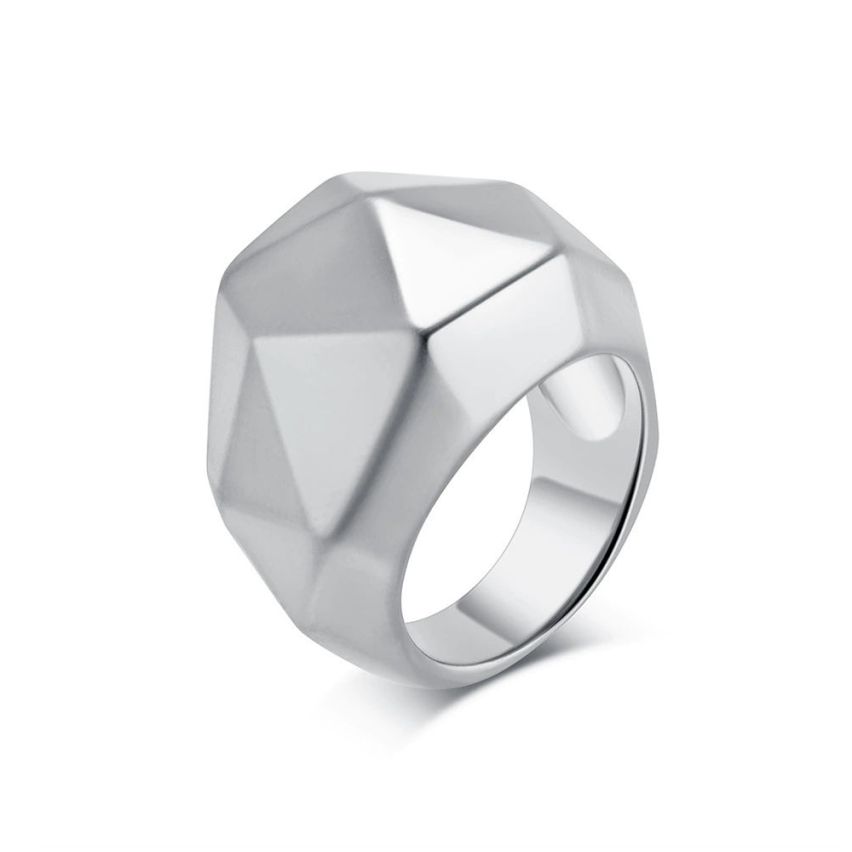 Brushed silver S.Steel Geometric Women-c 
