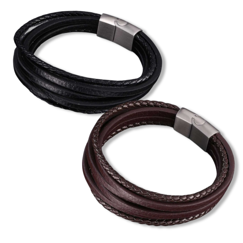 Brushed silver Leather Men-c 25g