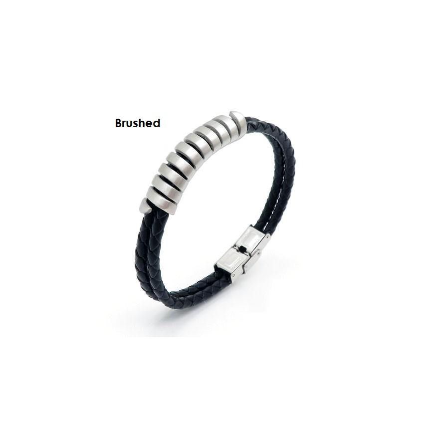 Brushed silver Leather Men-c