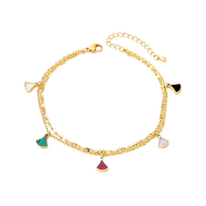 S.Steel Gold Plating Colorfull Anklets Women-c 3.6g