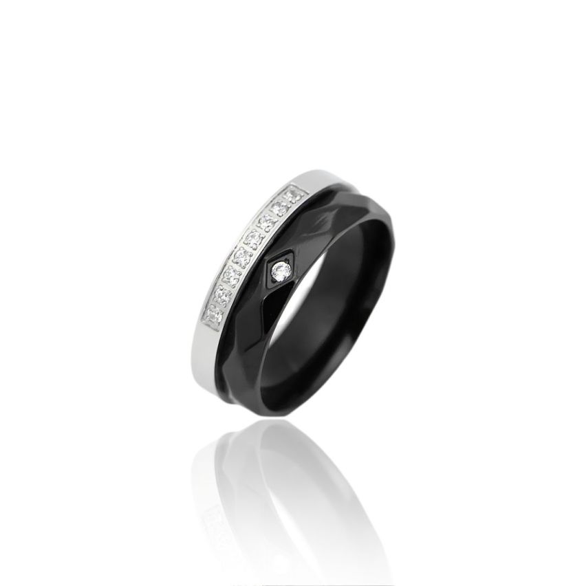 ESSENTIAL Combined S.Steel Zircon Wedding Men-c  - 2mm EU54 - ES14 - US7 