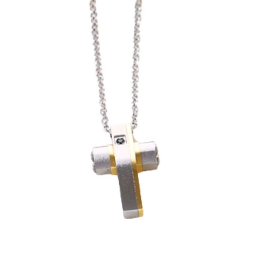 S.Steel Two plating colors Cross Men-c
