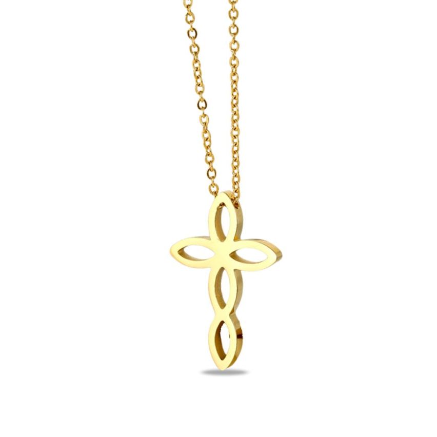 S.Steel Gold Plating Cross Men-c