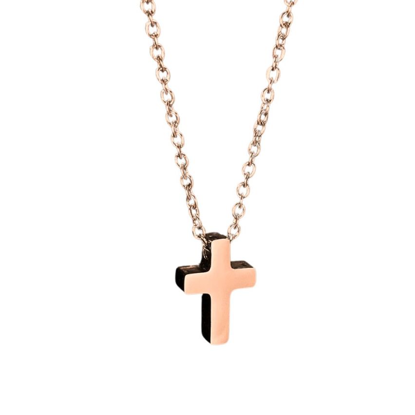 S.Steel Rose gold Plating Cross Men-c