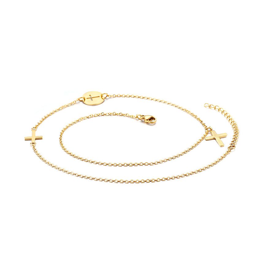 S.Steel Gold Plating Cross Women-c 3g