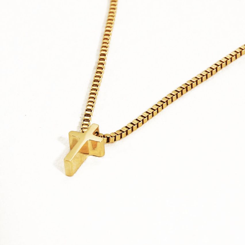 S.Steel Gold Plating Cross Men-c