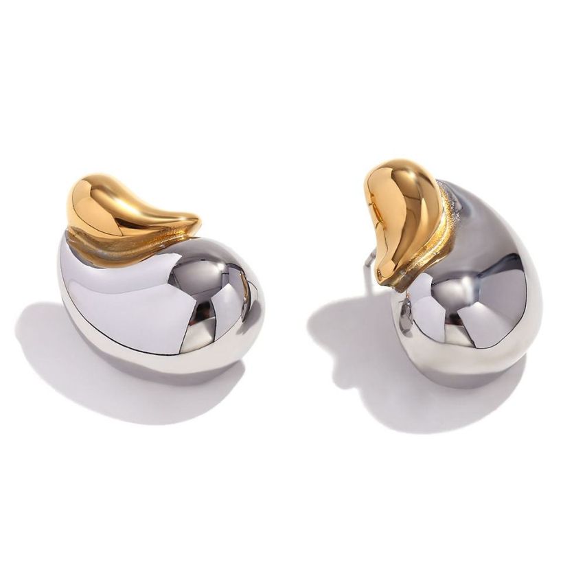 Two plating color  S.Steel Smooth Earrings