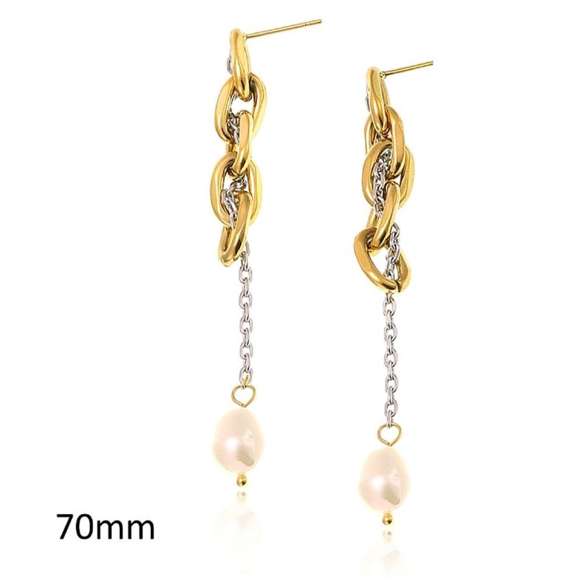 Gold Plating S.Steel and Freshwater  pearl Pearls Earrings
