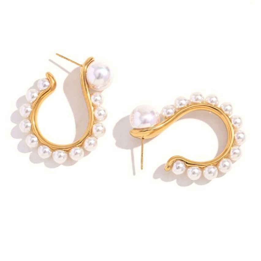 Gold Plating S.Steel Pearls Earrings