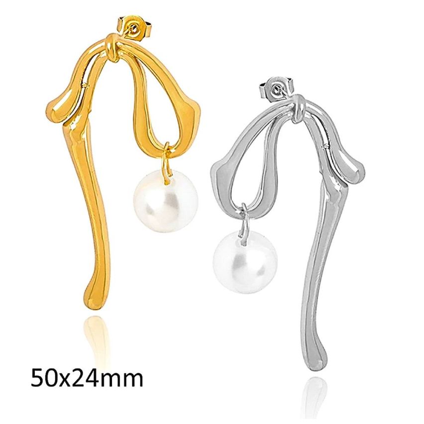 S.Steel and Shell Bead Pearls Earrings