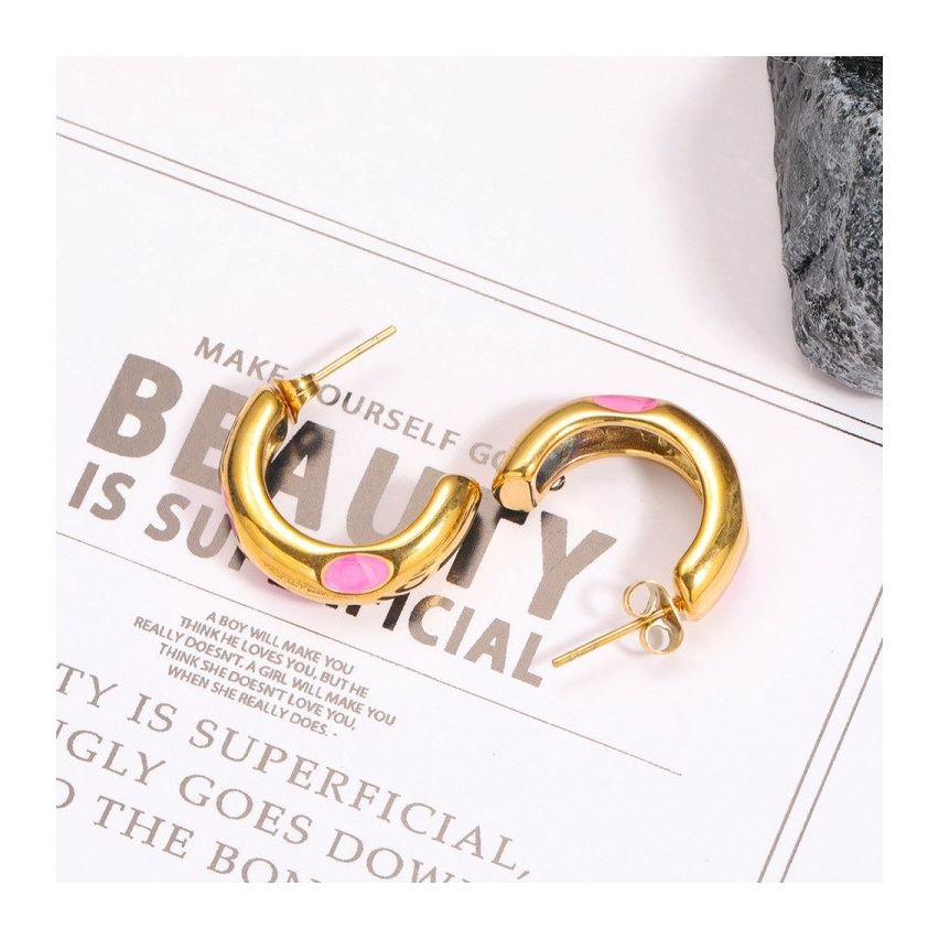 Gold Plating S.Steel Enamel Earrings