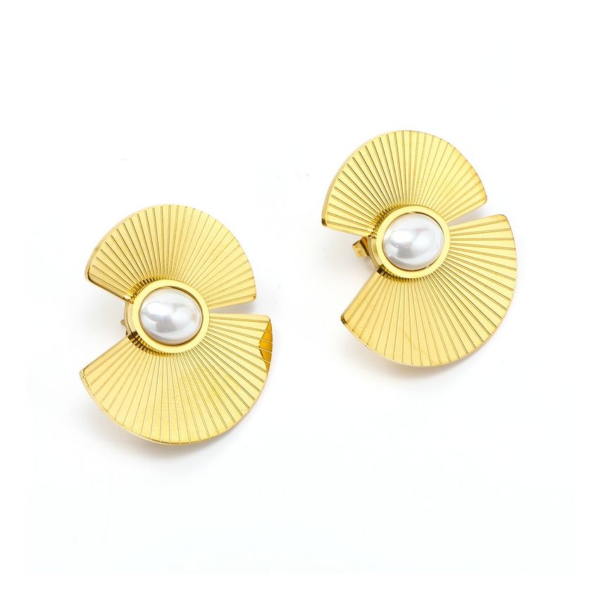 Gold Plating S.Steel Pearls Earrings