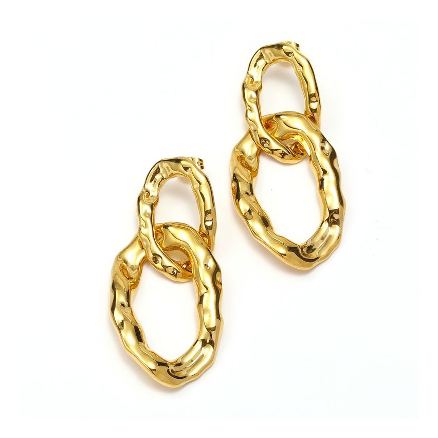 Gold Plating S.Steel Texture Earrings