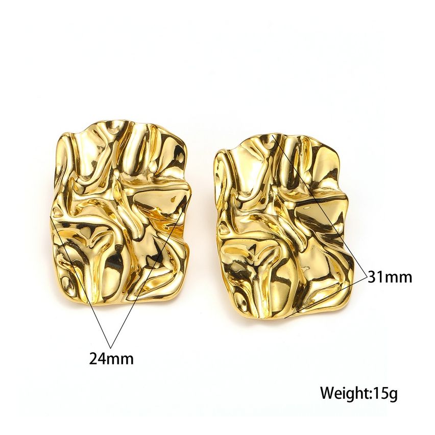 Gold Plating S.Steel Texture Earrings