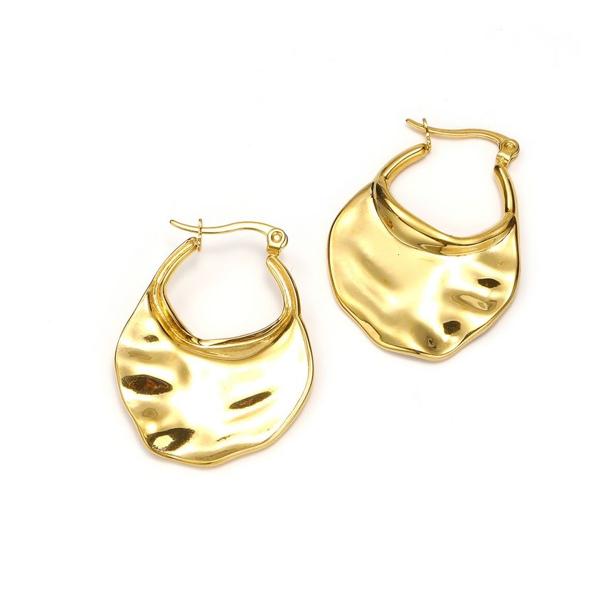 Gold Plating S.Steel Texture Earrings