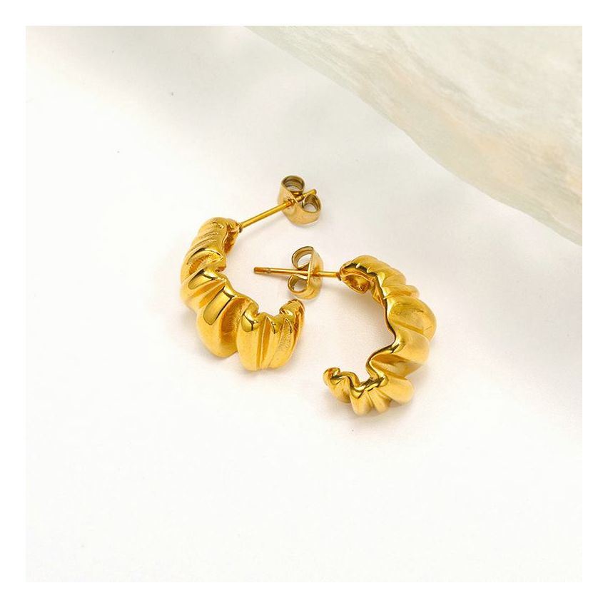 Gold Plating S.Steel Texture Earrings