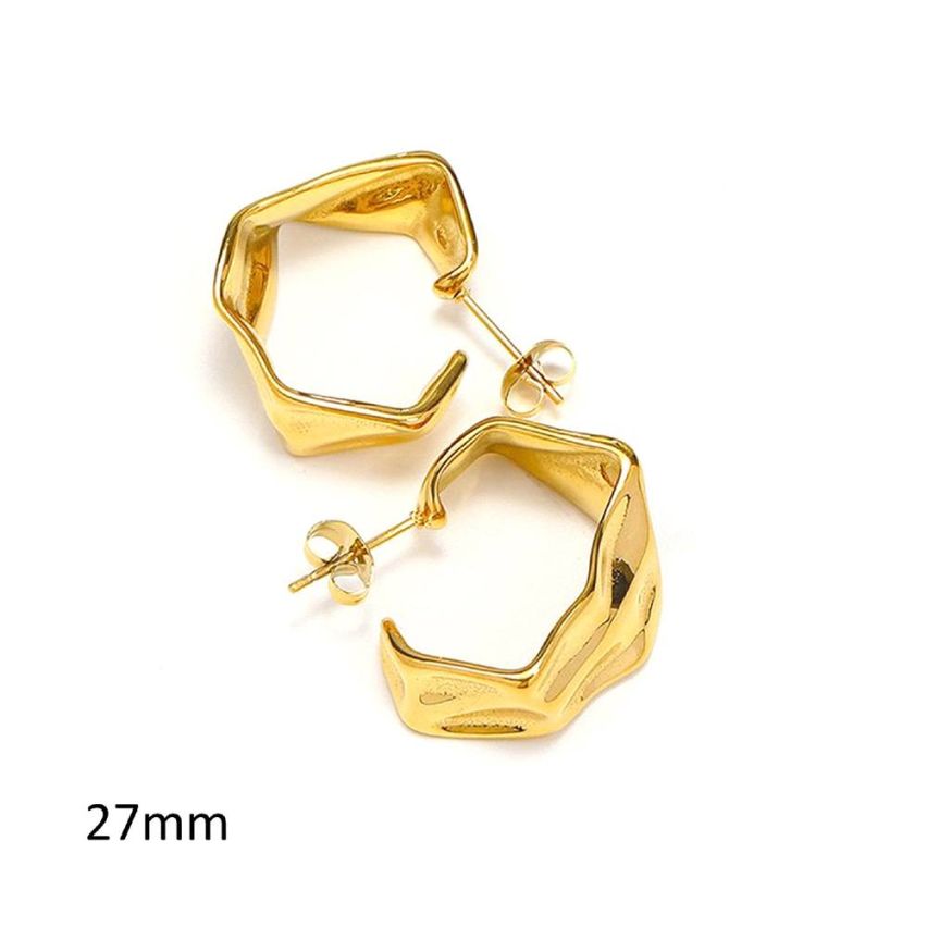 Gold Plating S.Steel Texture Earrings