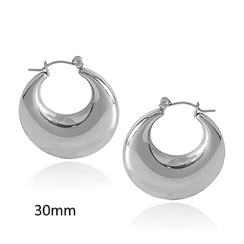 Shiny S.Steel Hoop Earrings