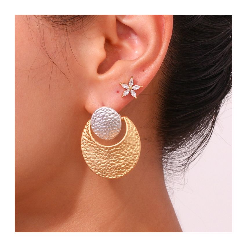 Two plating color  316L Steel Texture Earrings