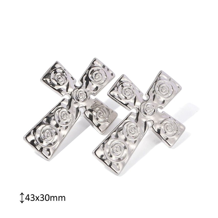 Shiny S.Steel Cross Earrings