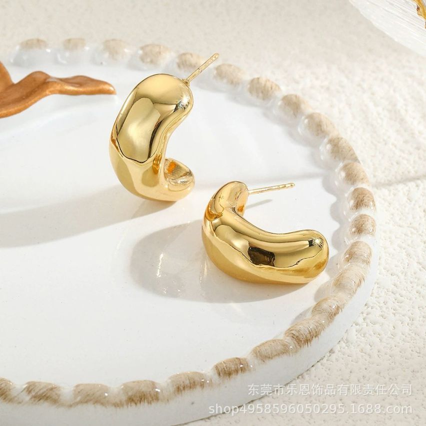 Gold Plating S.Steel Smooth Earrings