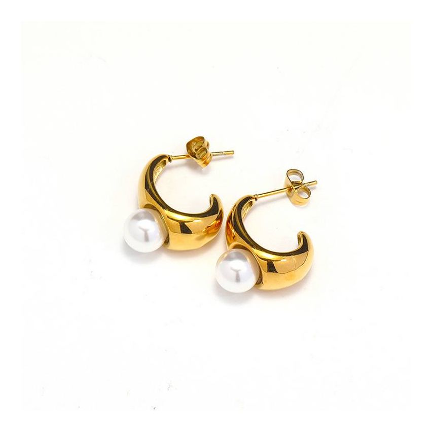 Gold Plating S.Steel Pearls Earrings