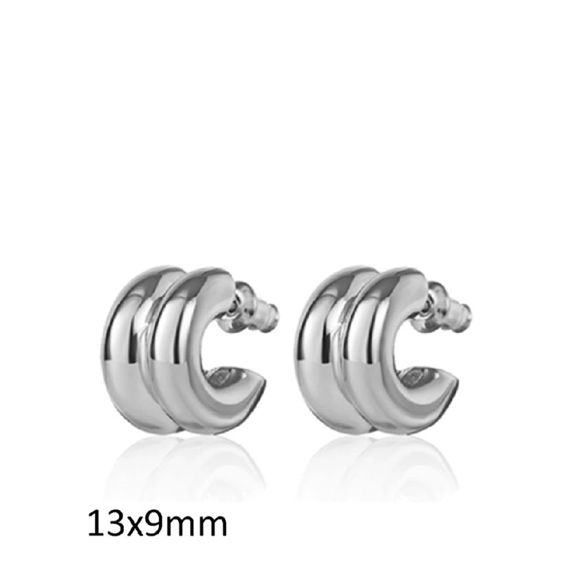 Shiny S.Steel Hoop Earrings