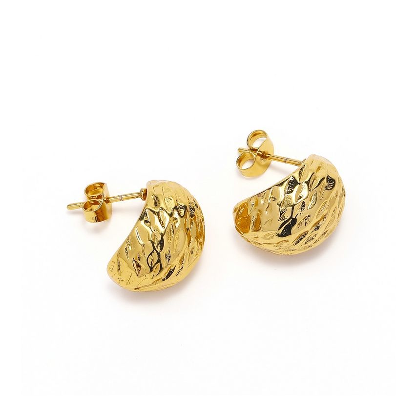 Gold Plating S.Steel Texture Earrings