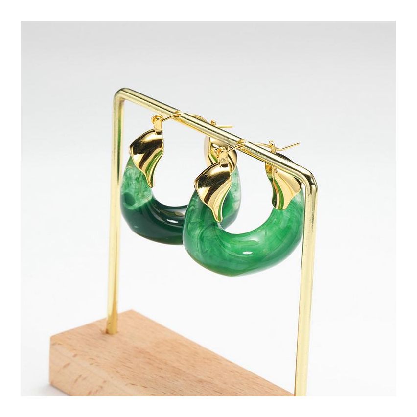 Gold Plating S.Steel and Resin Hoop Earrings