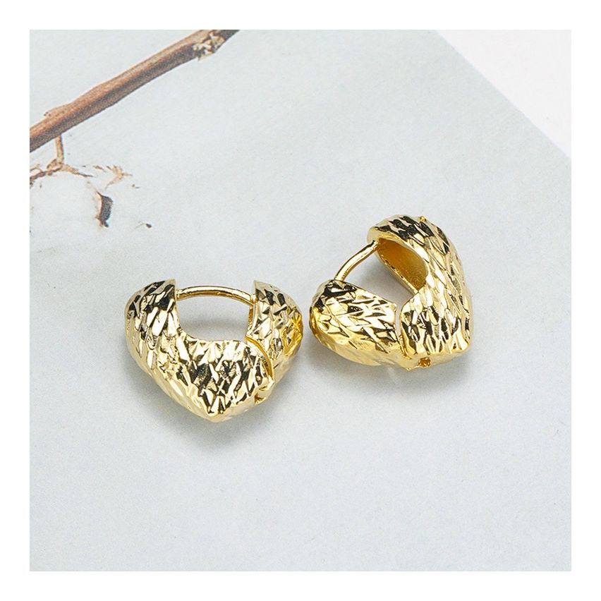 Gold Plating S.Steel Texture Earrings