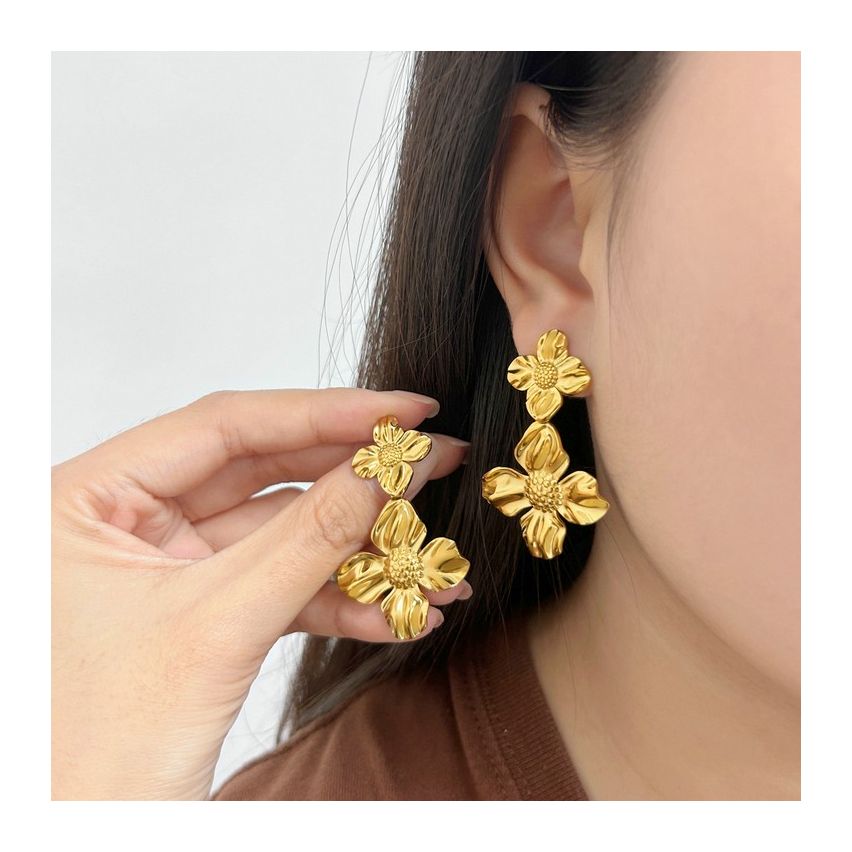 Gold Plating S.Steel Long Earrings