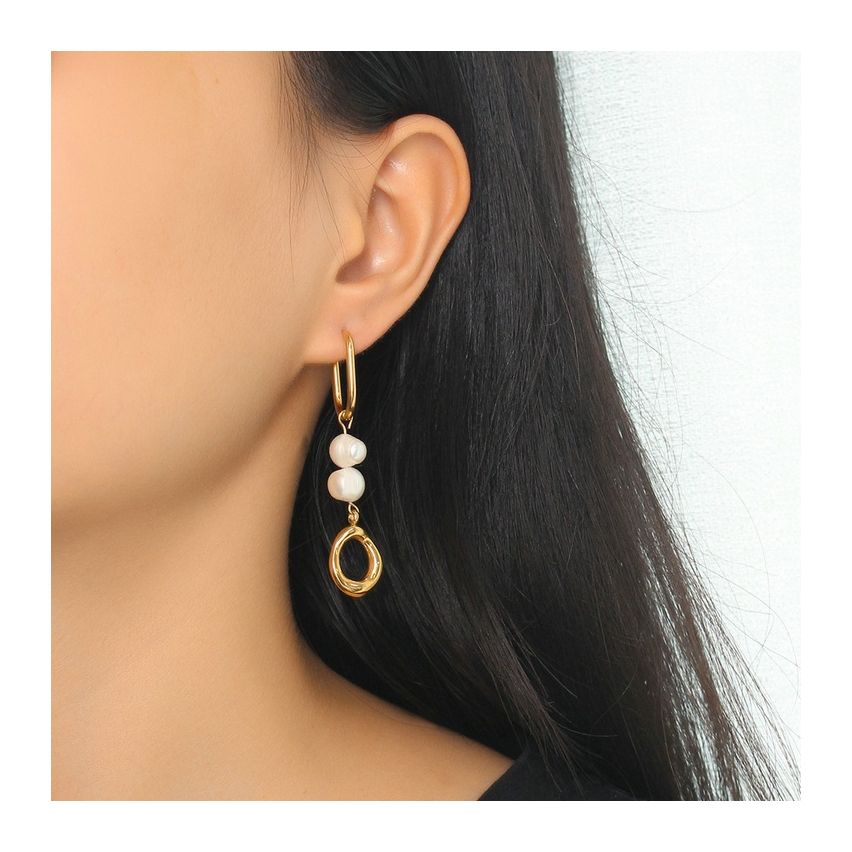 Gold Plating S.Steel Pearls Earrings