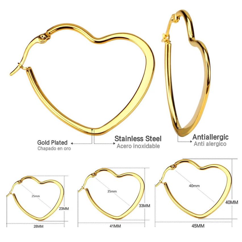 Gold Plating S.Steel Hoop (Standard) Earrings
