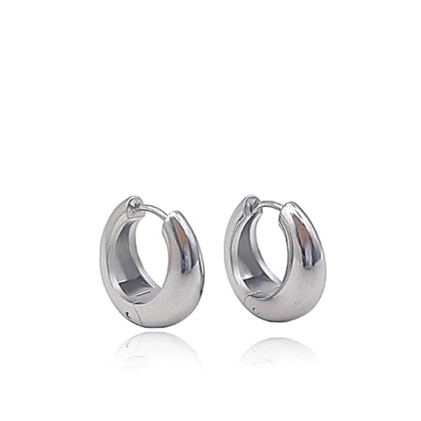 Shiny S.Steel Hoop Earrings