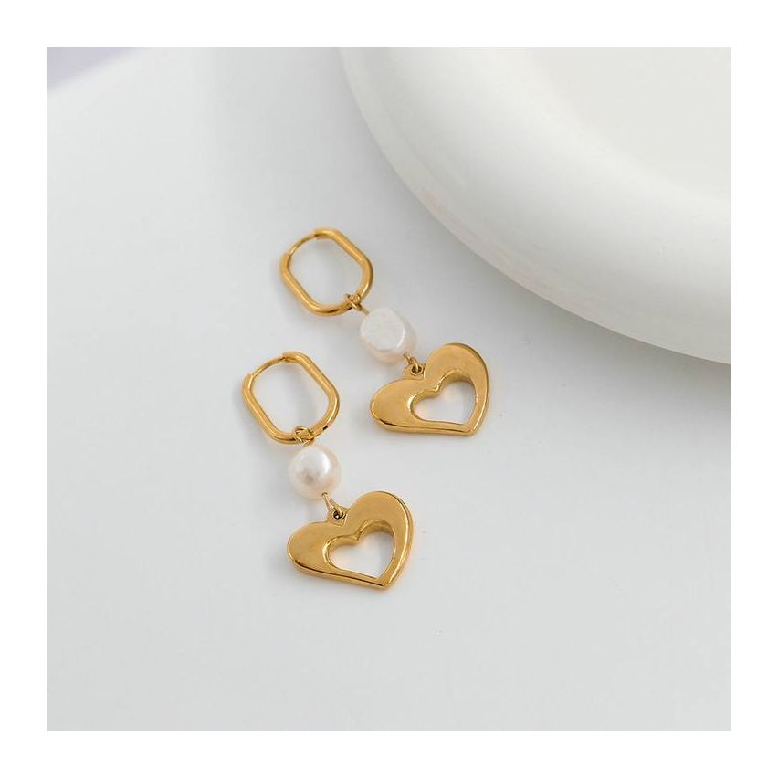 Gold S.Steel Pearls Earrings