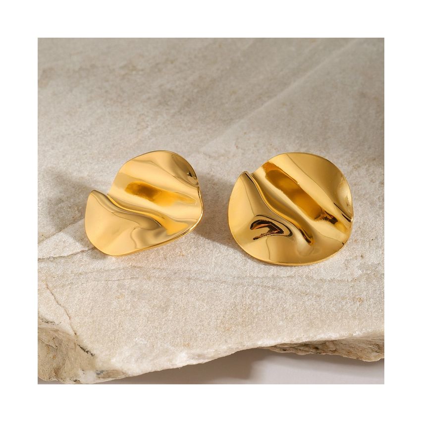 Gold Plating S.Steel Texture Earrings