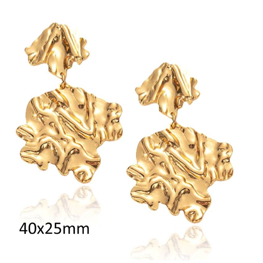 Gold Plating S.Steel Texture Earrings