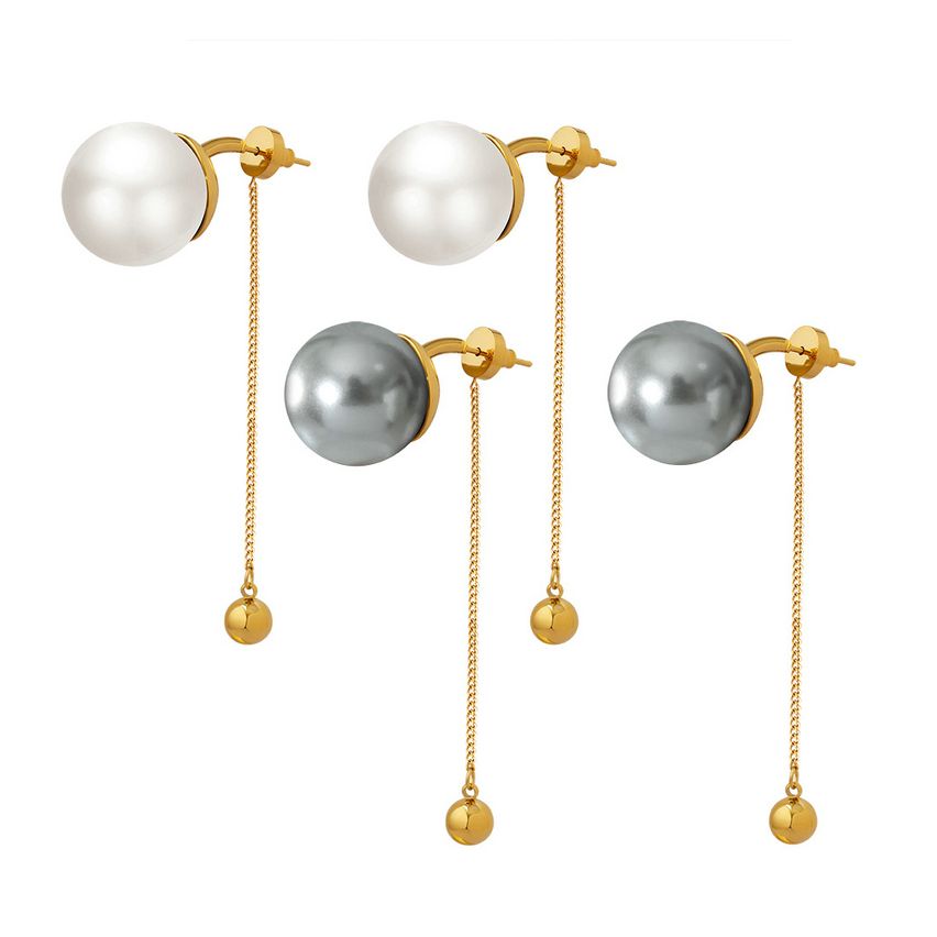 Gold S.Steel and Shell Bead Pearls Earrings