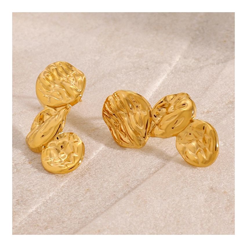 Gold Plating S.Steel Texture Earrings