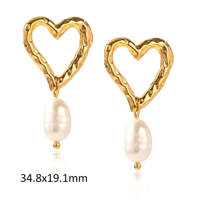Gold Plating S.Steel and White Freshwater  pearl Pearls Earrings