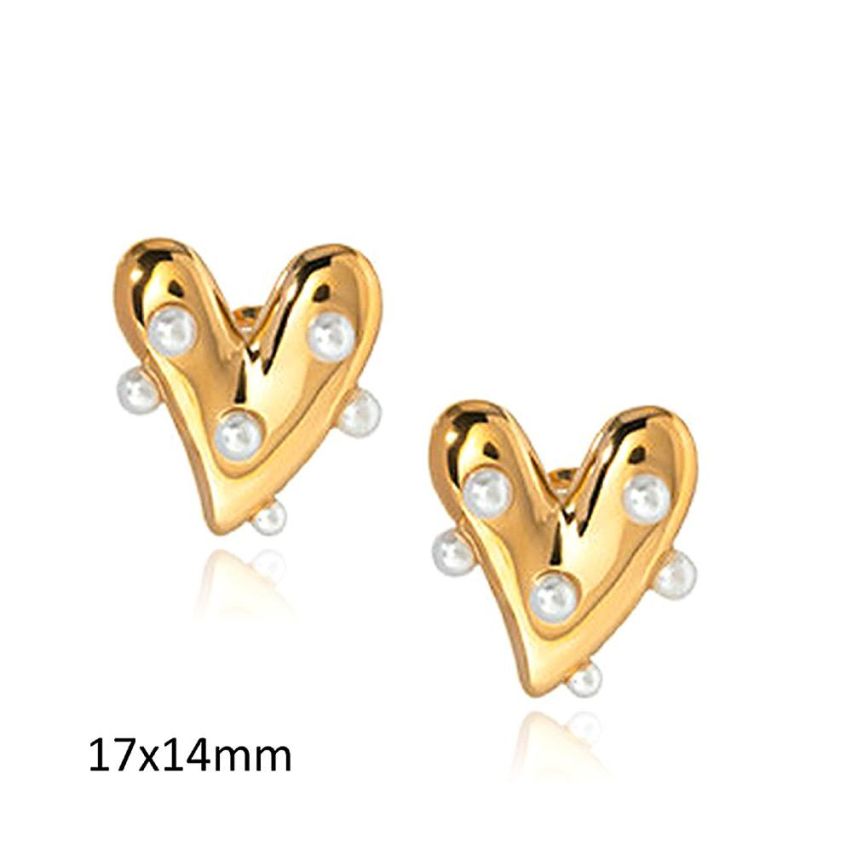 Gold Plating S.Steel and White Shell Bead Pearls Earrings