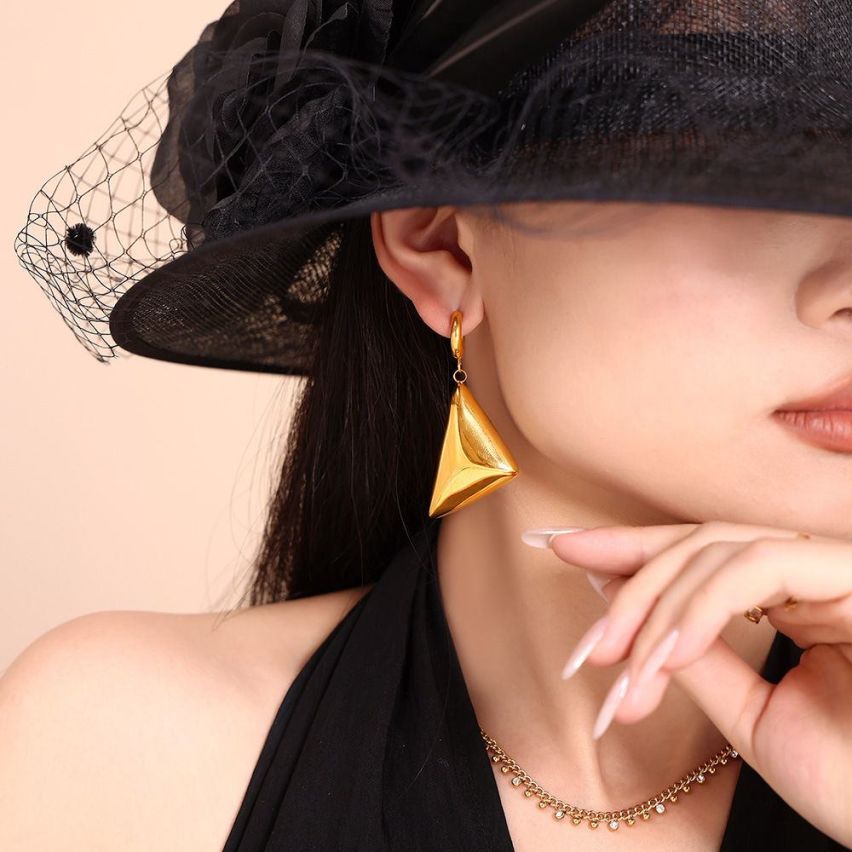 Gold Plating S.Steel Geometric Earrings