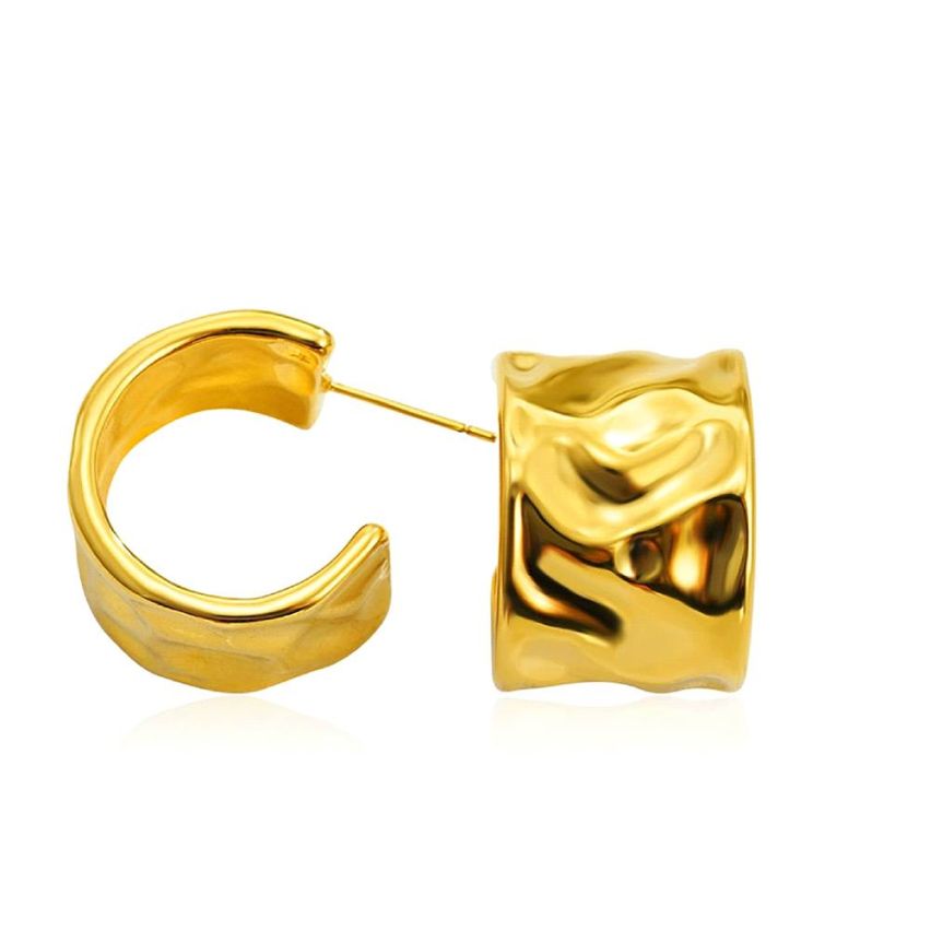 Gold Plating S.Steel Texture Earrings