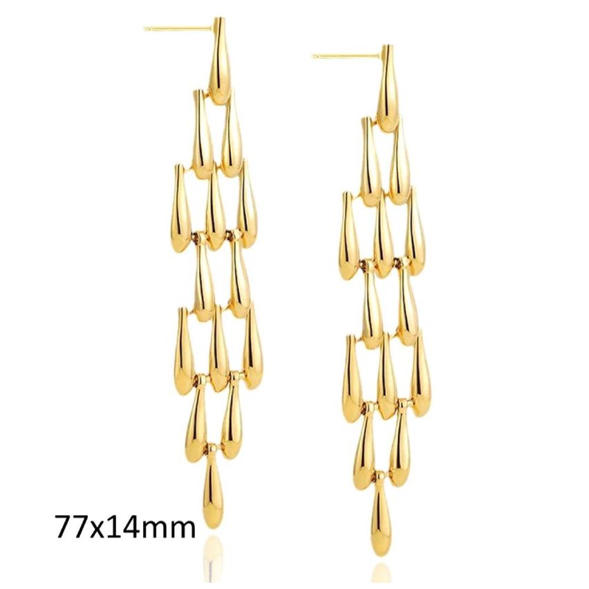 Gold Plating S.Steel Long Earrings