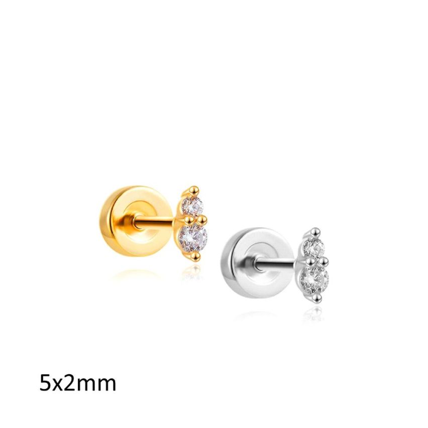 S.Steel and White Zircon Minimalist Earrings