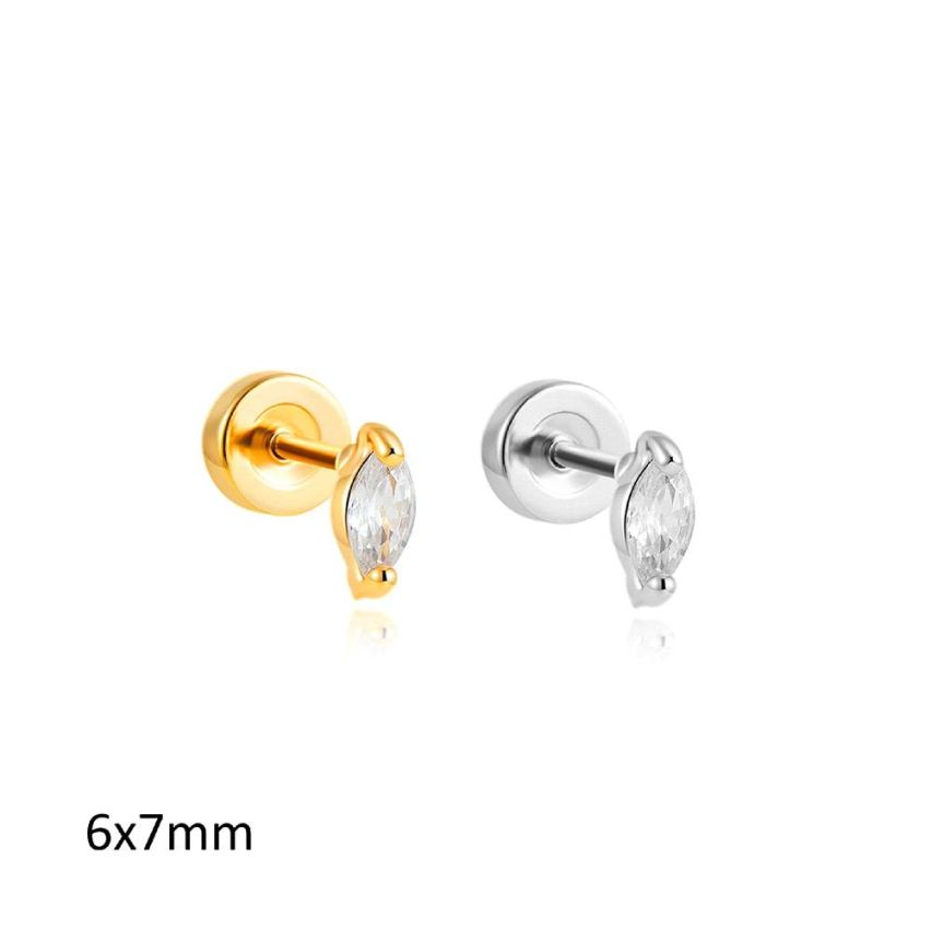 S.Steel and White Zircon Minimalist Earrings