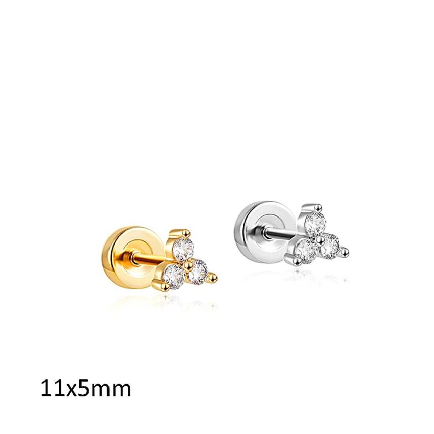 S.Steel and White Zircon Minimalist Earrings