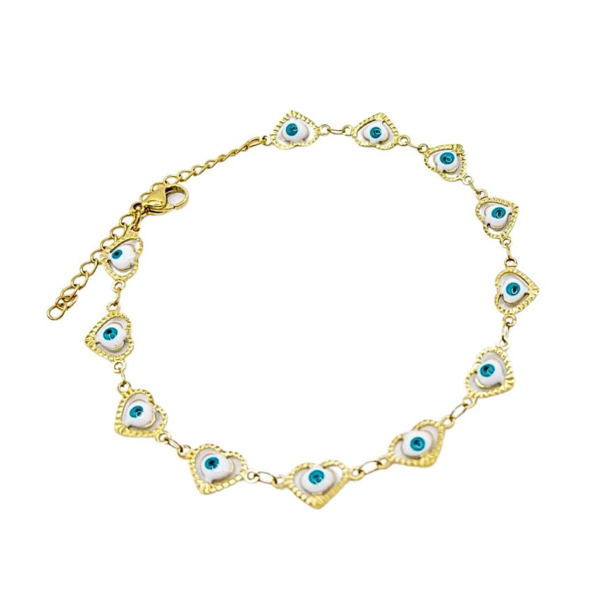 S.Steel Gold Plating Lake blue Anklets Women-c 5.2g