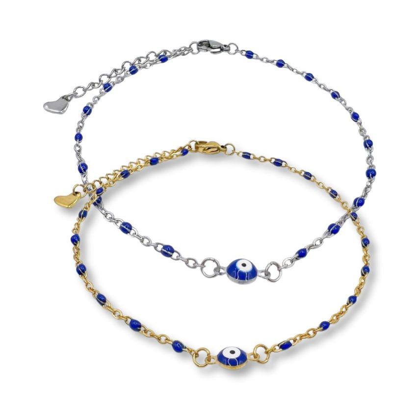 S.Steel Gold Plating Blue marine Anklets Women-c